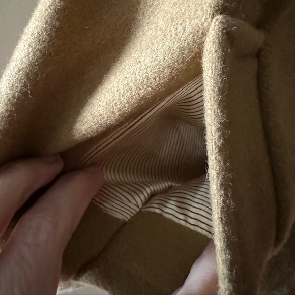 Anthropologie SUNNER Camel Gold Cinched Waist Snap Button Down Wool Cape Sz M - Picture 5 of 9